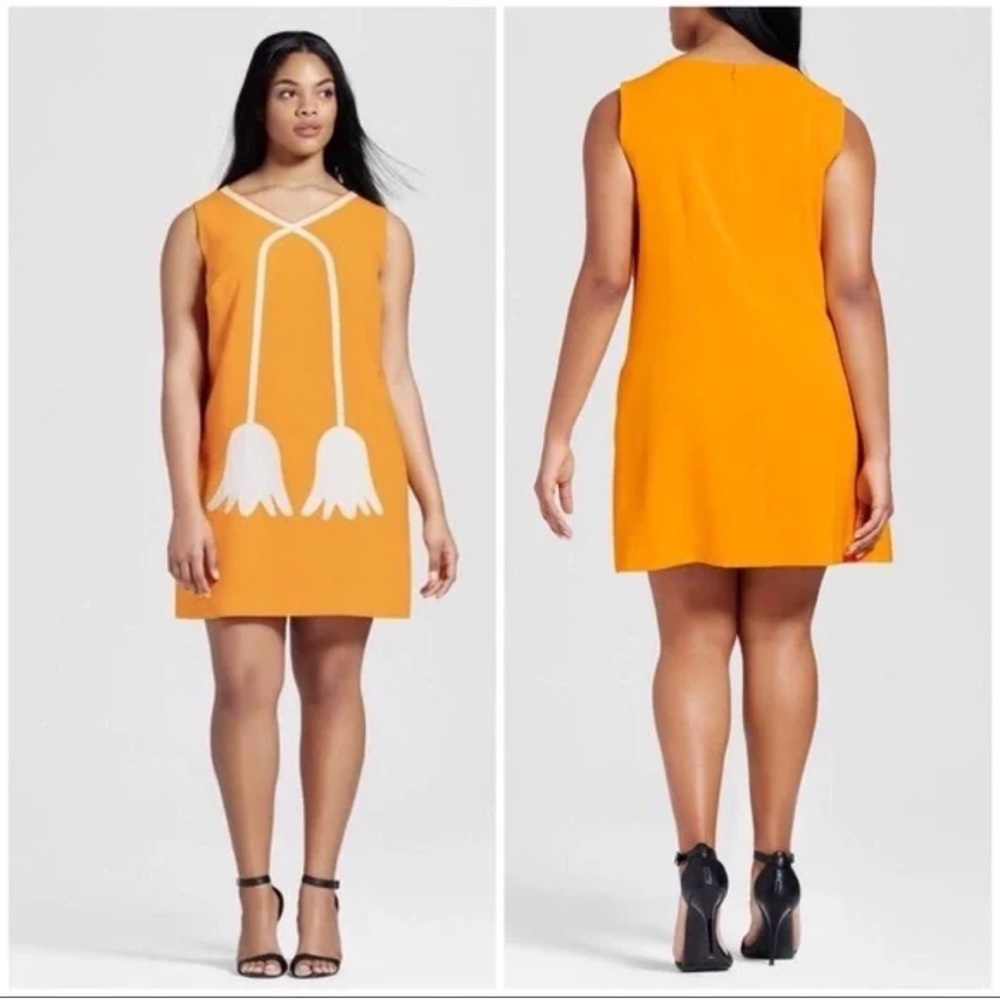 Victoria Beckham for Target Marigold Sleeveless Dress‎ tulip White Accents Sz 1X